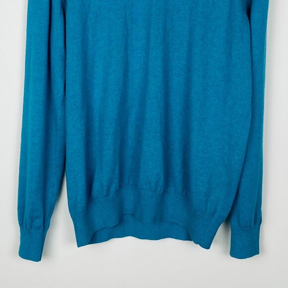 L.L. Bean Blue V-Neck Knit Pull Over Sweater Cotton Cashmere Blend, Men’s Size M - Picture 2 of 9